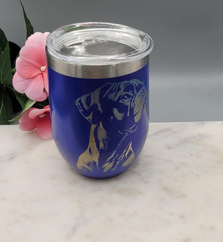 Boxer dog mom, Dog Lover 12oz Double-Walled Tumbler Laser Engraved Dog | Custom Pet Gift | Insulated Stainless Steel Coffee Cup