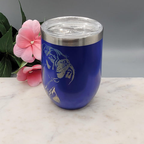 Boxer dog mom, Dog Lover 12oz Double-Walled Tumbler Laser Engraved Dog | Custom Pet Gift | Insulated Stainless Steel Coffee Cup