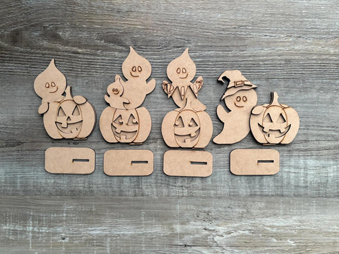 DIY Paint Your Own wooden Halloween Ghosts Standing Halloween Ghosts Halloween Shelf Sitter Standing Sign mantle Decor, Trick or Treat
