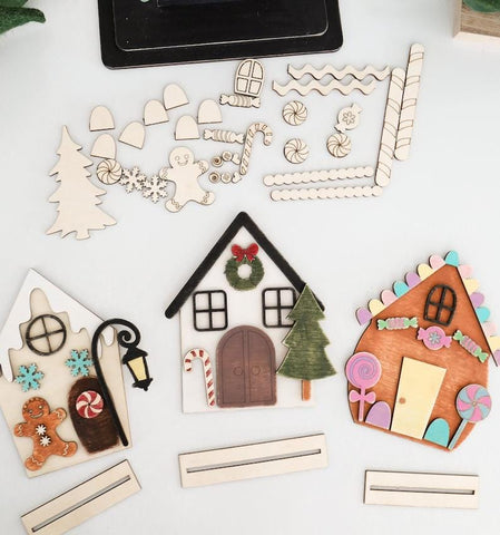 DIY Paint Your Own Gingerbread House Wooden Door Sign Kit Make Your Own Front Door Sign Wood Blank for Custom Home Decor