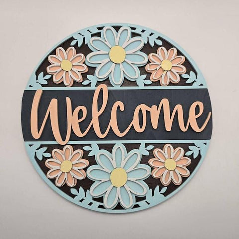 DIY Paint Your Own Floral Welcome Wooden Craft Kit: Paint-Your-Own Spooky Decor with for All Ages, Wood blank door sign