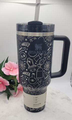 Original Stanley Halloween, Trick or Treat, ghosts Engraved tumbler 40oz Double Wall Insulated Tumbler with Handles