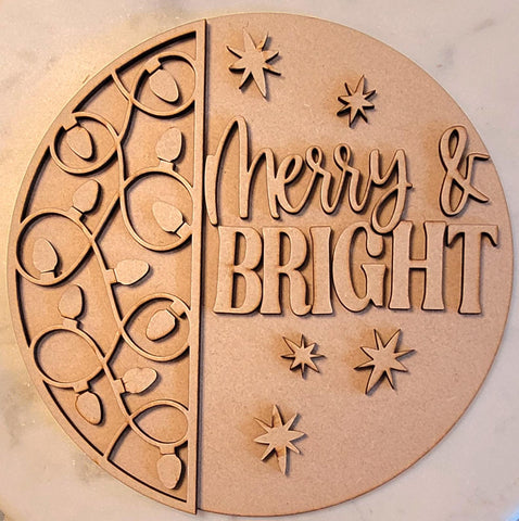 DIY Paint Your Own Merry and Bright Christmas Welcome Wooden Door Sign Kit Make Your Own Front Door Sign Wood Blank for Custom Home Decor