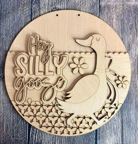 DIY Paint Your Own Hey Silly Goose Wooden Welcome Door Sign Kit Make Your Own Front Door Sign Unpainted Wood Blank for Home Decor