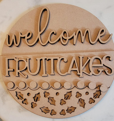 DIY Paint Your Own Christmas Fruitcakes Welcome Wooden Door Sign Kit Make Your Own Front Door Sign Wood Blank for Custom Home Decor
