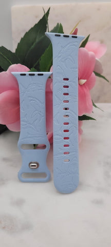 Engraved Sharks Sea theme, Ocean Design for Apple Watch Silicone Sports Band/Strap 38mm/40mm/41mm/42mm/44mm/45mm/46mm/49mm Boho