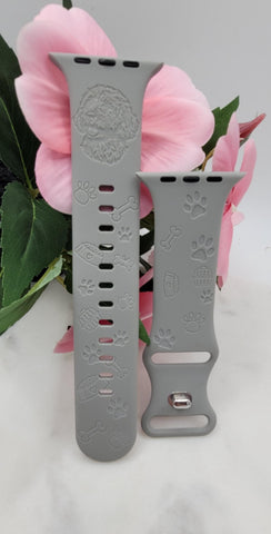 Engraved Labradoodle, dog lover Design for Apple Watch Silicone Sports Band/Strap 38mm/40mm/41mm/42mm/44mm/45mm/46mm/49mm Boho