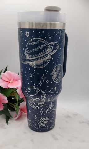 Outerspace, planets, celestial, spaceman, 40oz Double Wall Insulated Tumbler with Handles Gift