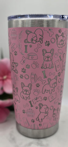 French Bulldog Laser Engraved 20oz Double Wall Insulated Tumbler Travel mug,Seamless Tumbler ,Gift for daughter, niece, Friend