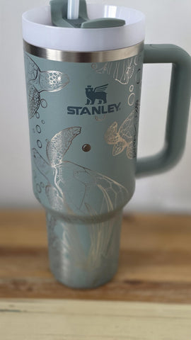 Original Stanley Turtles, under the Sea, ocean theme Engraved tumbler 40oz Double Wall Insulated Tumbler with Handles