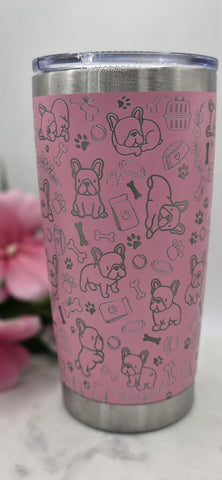French Bulldog Laser Engraved 20oz Double Wall Insulated Tumbler Travel mug,Seamless Tumbler ,Gift for daughter, niece, Friend