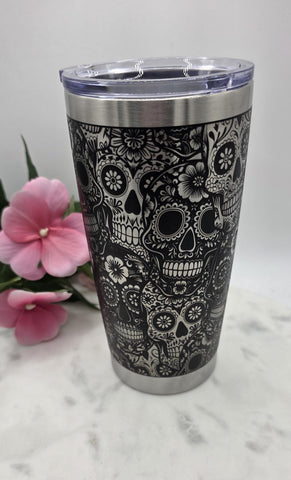 Sugar skills, halloween Laser Engraved 20oz Double Wall Insulated Tumbler Travel mug, Tumbler ,Gift for daughter, niece, Friend