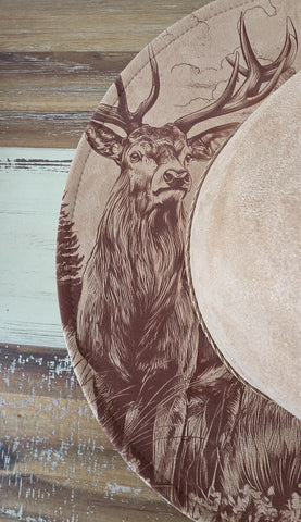 Deer, Mountain, Stag Burned cowgirl Cowboy Hat: Engraved Suede/Felt Boho Fedora, Felt Wide brim hat Western Hat Festivals