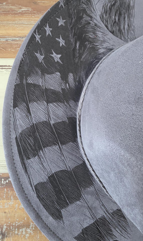 USA Flag, Veterans, Fallen Soldiers, Boots Burned cowgirl Cowboy Hat: Engraved Suede/Felt Boho Fedora, Felt Wide brim hat Western Hat
