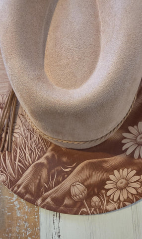 Labrador, dog lover Burned cowgirl Cowboy Hat: Engraved Suede/Felt Boho Fedora, Felt Wide brim hat Western Hat Festivals