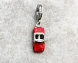 Red Enamel Sports Car Charm , car Charm S925 Sterling Silver Charms for Bracelet necklace