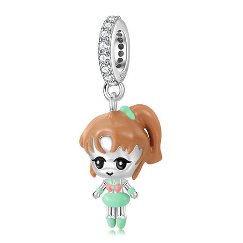 Anime charm, Cartoon Charm, Girl Charm S925 Sterling Silver Charms for Bracelet, charms for necklace Magic Girl