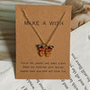 Make a Wish Friendship Necklace with Charm Romantic Cute Colorful Butterfly Pendant