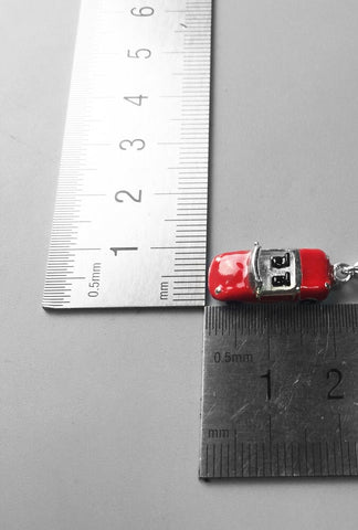 Red Enamel Sports Car Charm , car Charm S925 Sterling Silver Charms for Bracelet necklace