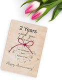 Wooden Personalised Add the year Little Pocket Hug Happy Anniversary wood card Mindfulness Gift for Someone You Love for Family or Friends