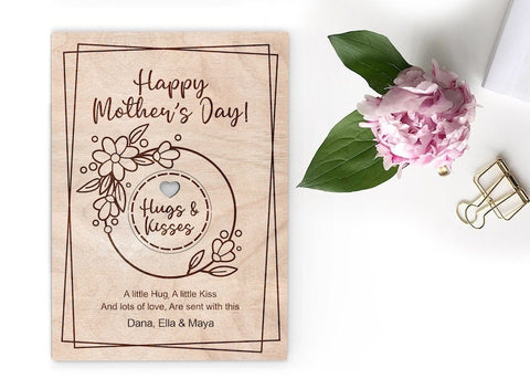Wooden Little Pocket Hug Mother's Day card with wooden token | Happy Mothers Day for Someone You Love for Family