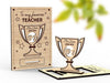 Wooden Teacher's trophy popup card | Personalized Teacher's gift | You are No1 Affirmation token, Encouragement token