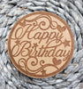 Wooden Happy Birthday Coaster, Banners, cake, balloons Birthday Gift  thinking of you, coaster, Coaster token encouragement gift