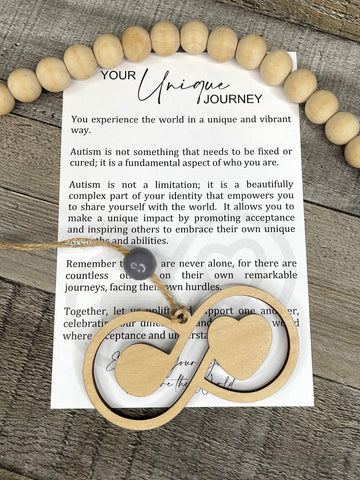 Wooden Your Unique Journey Autism Awareness Infinity Ornament, Autism Gift, Autism Awareness Car Charm, Story Ornaments