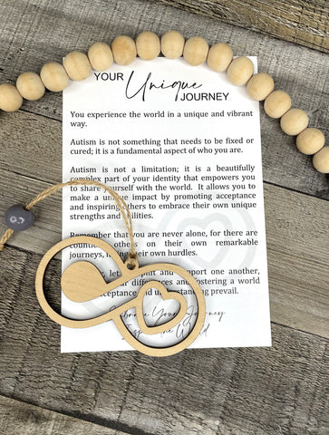 Wooden Your Unique Journey Autism Awareness Infinity Ornament, Autism Gift, Autism Awareness Car Charm, Story Ornaments