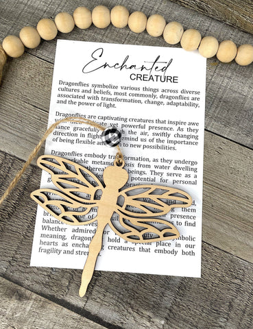 Wooden Enchanted Creature Dragonfly Ornament, Dragonfly, Car Charm, Strength and Balance, Embracing Change, Story Ornament