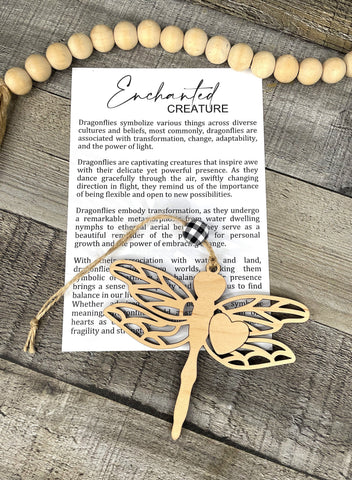 Wooden Enchanted Creature Dragonfly Ornament, Dragonfly, Car Charm, Strength and Balance, Embracing Change, Story Ornament