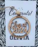 Personalised Wooden Class of 2024 - Graduation ornament or car charm - Gift for 2024 Senior, Graduation Gift