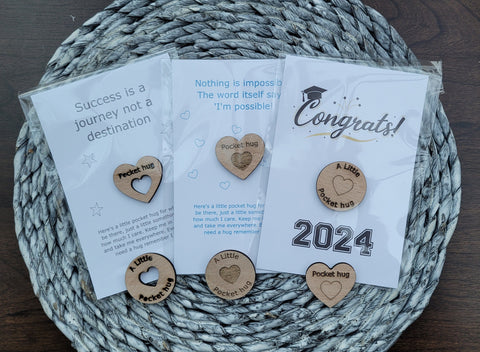 Wooden Pocket hug token love gift Smile, Love- Inspiration, thinking of you, miss you  Pick Me Up Gift, Motivation, valentines, Friendship
