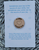 Wooden Pocket hug token love gift A smile can be source of joy - Inspiration, thinking of you, Pick Me Up Gift, Motivation, Friendship