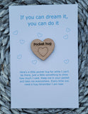 Wooden Pocket hug token love gift If you can dream it- Inspiration, thinking of you, Pick Me Up Gift, Motivation, Graduation, Friendship