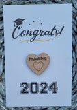 Wooden Pocket hug token love gift Graduation 2024 Inspiration, thinking of you, Pick Me Up Gift, Motivation, Graduation, Friendship