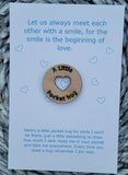 Wooden Pocket hug token love gift Smile, Love- Inspiration, thinking of you, miss you  Pick Me Up Gift, Motivation, valentines, Friendship