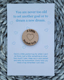 Wooden Pocket hug token love gift Set new goals - Dream- Inspiration, thinking of you, Pick Me Up Gift, Motivation, Graduation, Friendship