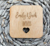 Wooden Personalised Wedding Table Coasters - Unique Wooden Favour Placecards for Guests thinking of you, Wedding Gift