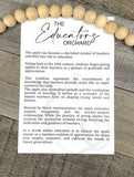 Wooden The Educators Orchard Apple Ornament, Teacher Ornament, Educator Gift, Car Charm, Teacher-Student Gift, Story Ornaments