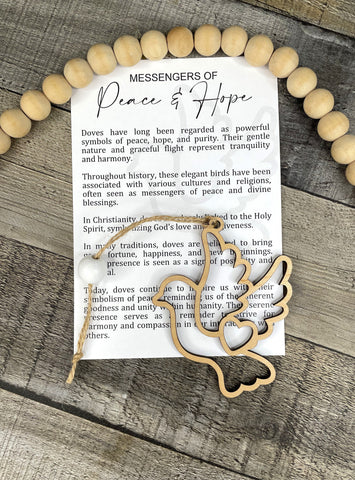 Wooden Messengers of Peace and Love Dove Ornament, Dove Ornament, Peace and Love Ornament, Dove Car Charm, Story Ornaments