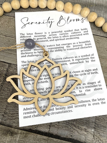 Wooden Serenity Blooms Lotus Ornament, Lotus Ornament, Tranquility Gift, Car Charm, Story, Lotus Flower, peace, harmony Ornaments