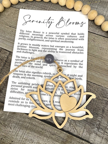 Wooden Serenity Blooms Lotus Ornament, Lotus Ornament, Tranquility Gift, Car Charm, Story, Lotus Flower, peace, harmony Ornaments