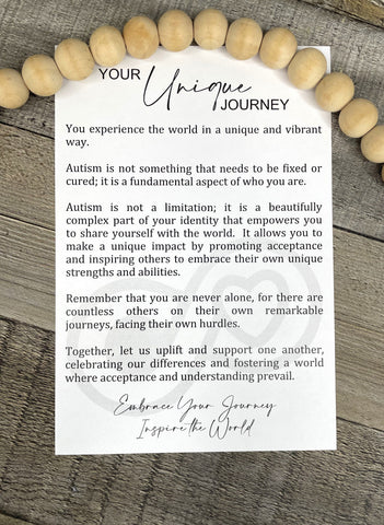 Wooden Your Unique Journey Autism Awareness Infinity Ornament, Autism Gift, Autism Awareness Car Charm, Story Ornaments
