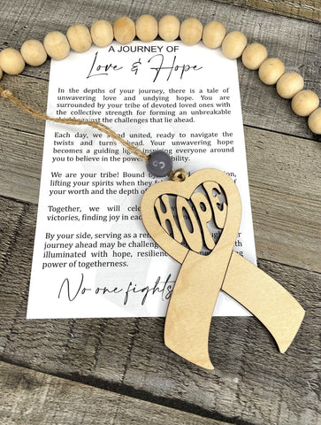 Wooden A Journey of Love and Hope Cancer Awareness Ornament, Cancer Awareness Gift, Cancer Awareness Car Charm, Story Ornaments