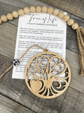 Wooden Tree of Life Tree Ornament, Divine Tree Gift, Family Tree, Car Charm, Tree of Life Car Charm, Story Ornaments
