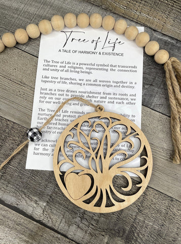 Wooden Tree of Life Tree Ornament, Divine Tree Gift, Family Tree, Car Charm, Tree of Life Car Charm, Story Ornaments