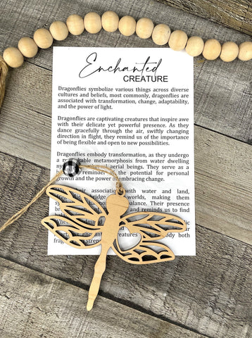 Wooden Enchanted Creature Dragonfly Ornament, Dragonfly, Car Charm, Strength and Balance, Embracing Change, Story Ornament