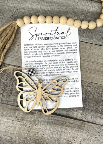 Wooden Spiritual Transformation Butterfly Ornament, In Loving Memory Ornament, Memorial Gift, Car Charm, Story Ornaments