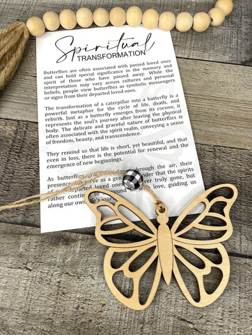 Wooden Spiritual Transformation Butterfly Ornament, In Loving Memory Ornament, Memorial Gift, Car Charm, Story Ornaments